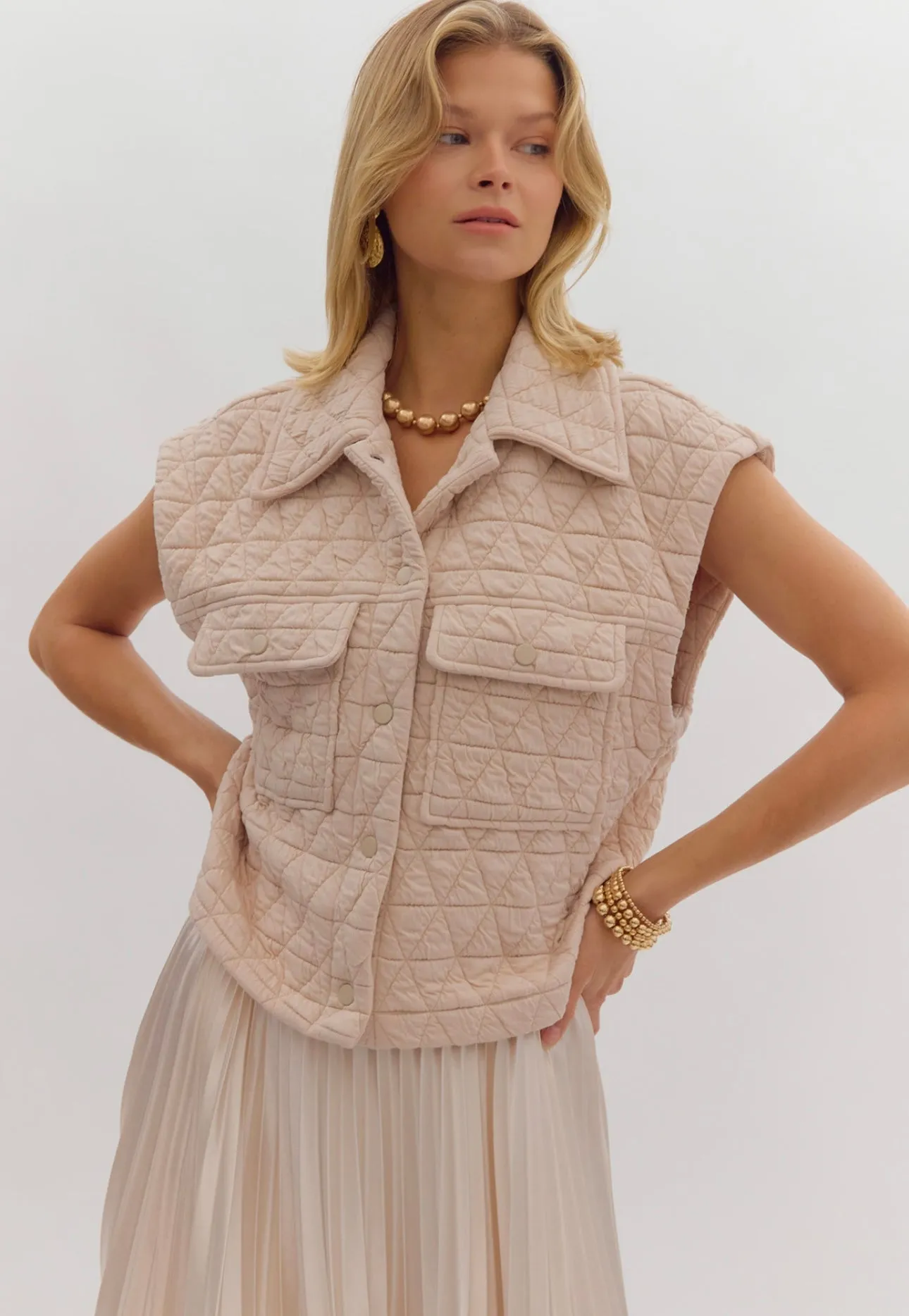 Ecru Quilted Vest