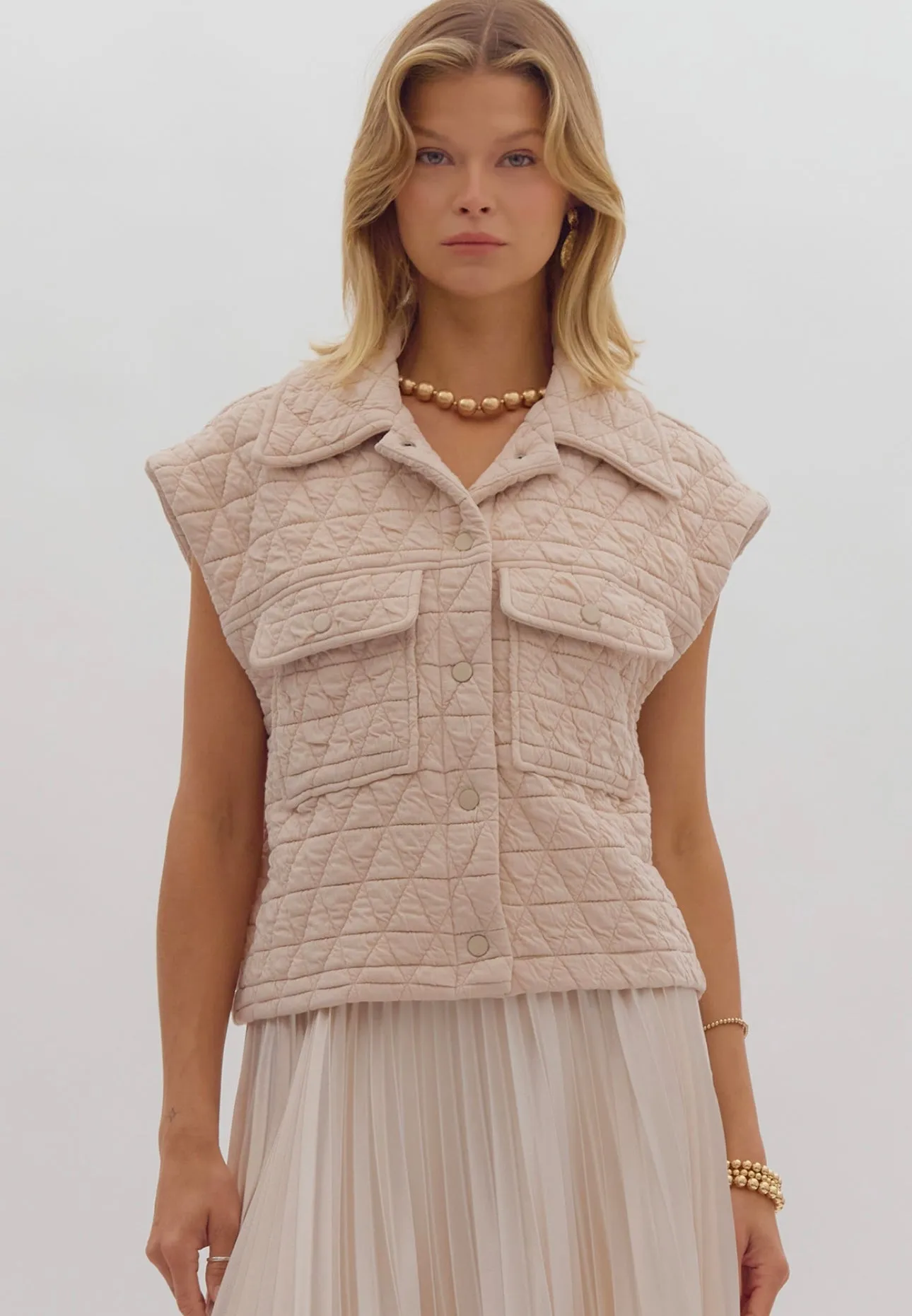 Ecru Quilted Vest