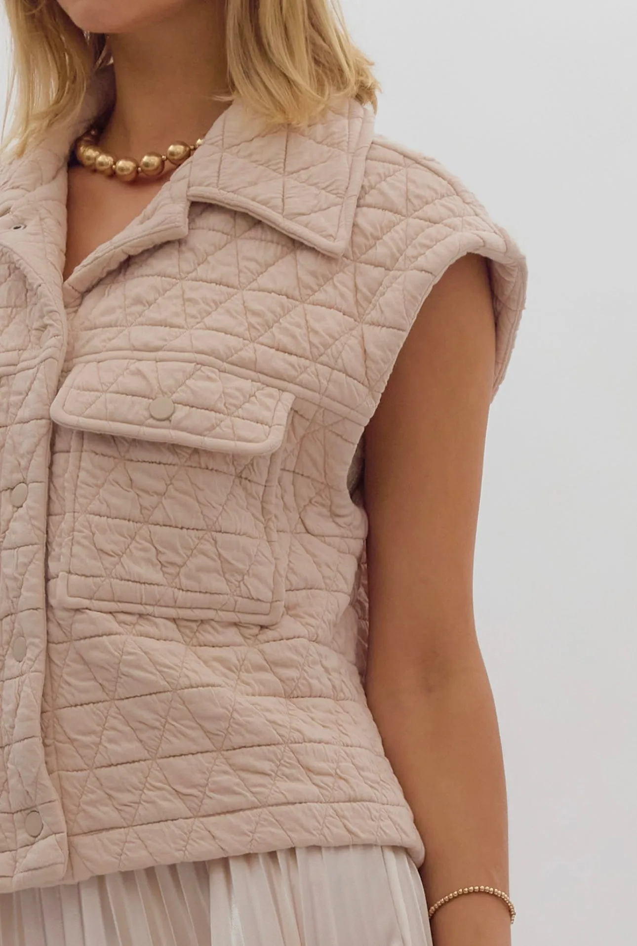 Ecru Quilted Vest