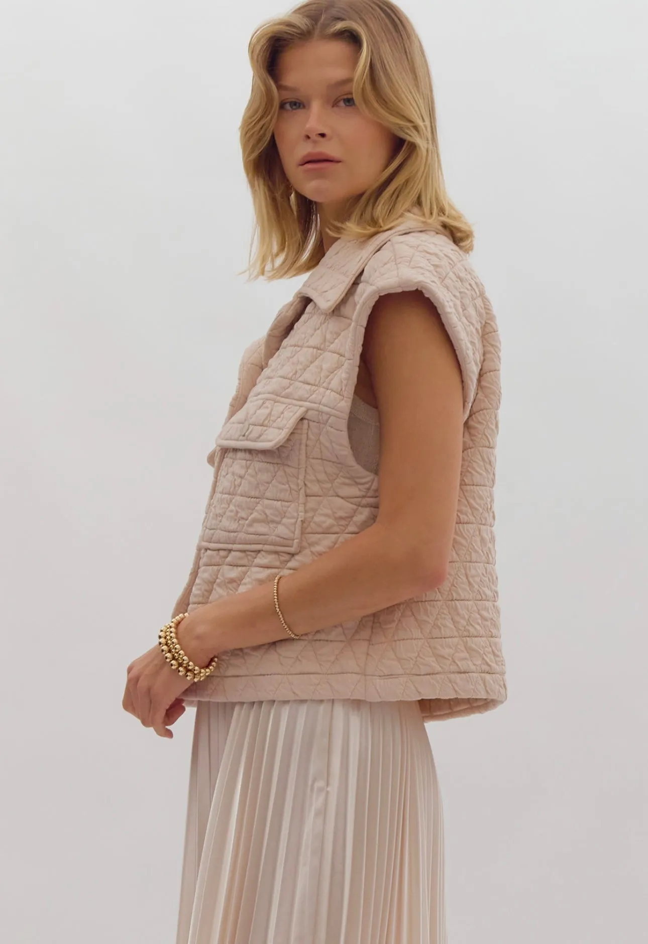 Ecru Quilted Vest