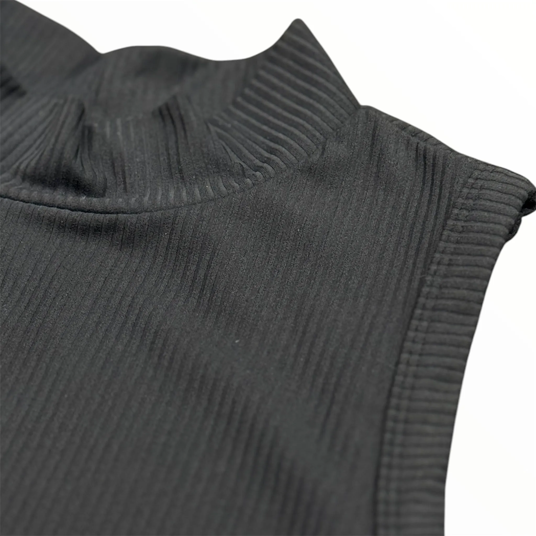 Elite Ribbed High Neck Tank - Black