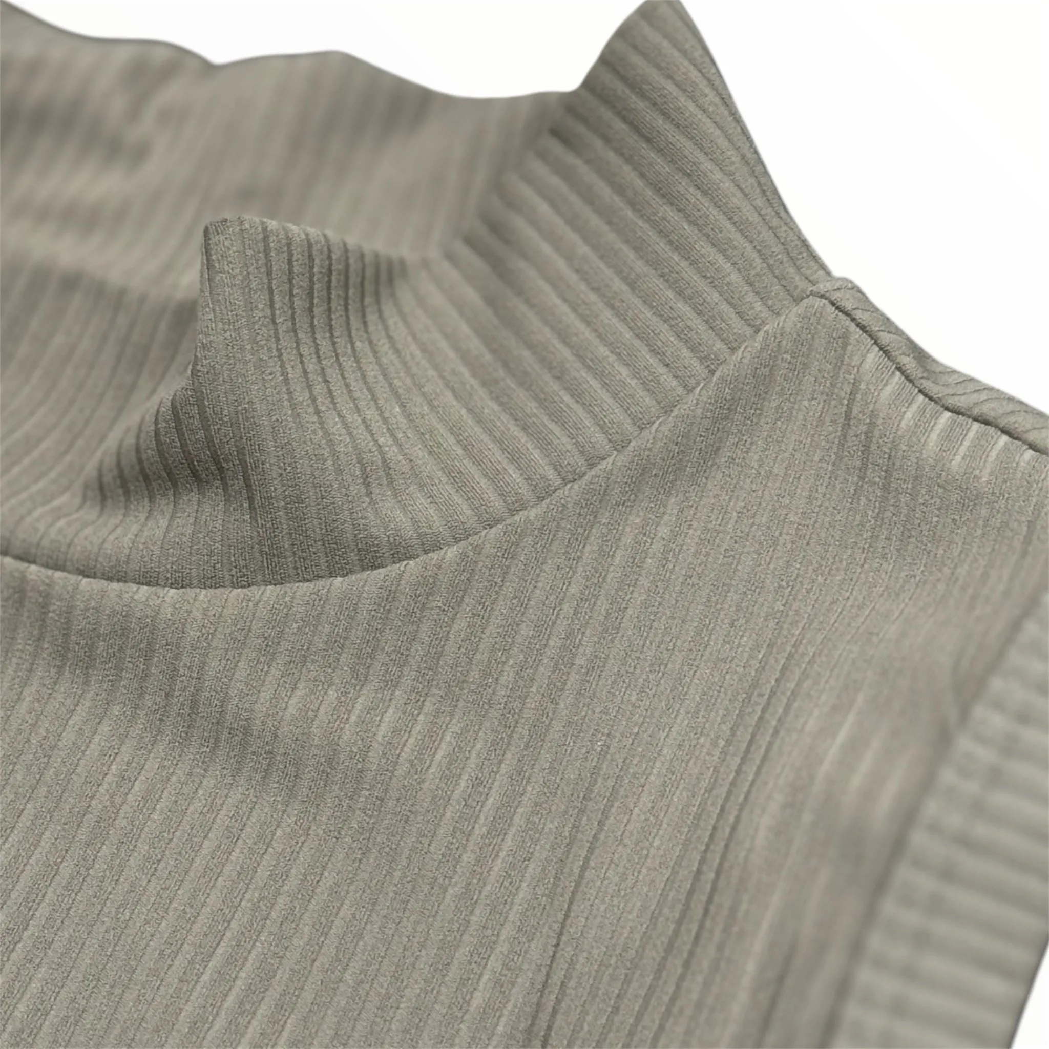 Elite Ribbed High Neck Tank - Khaki