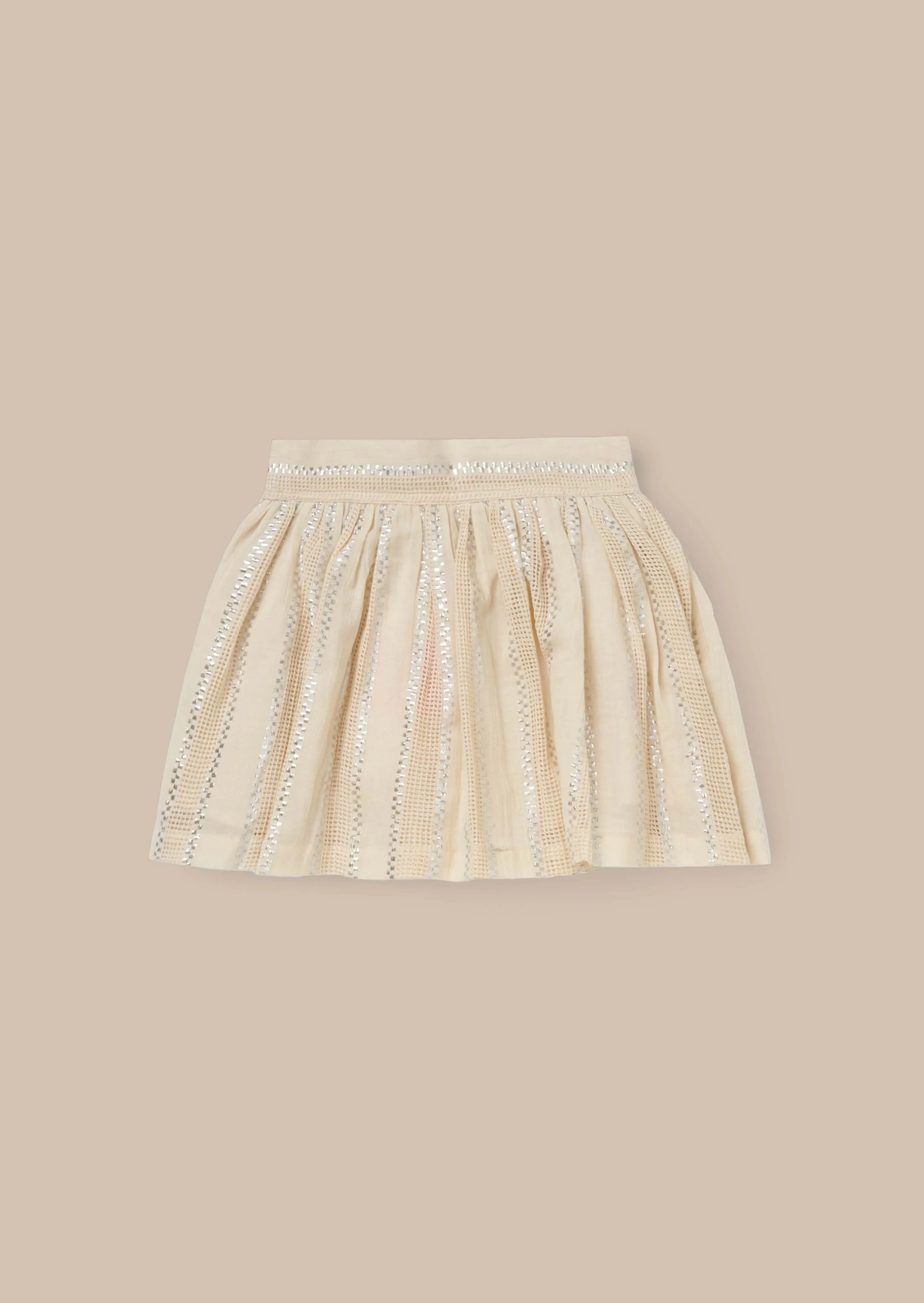 Ellie Cream Metallic Stripe Skort