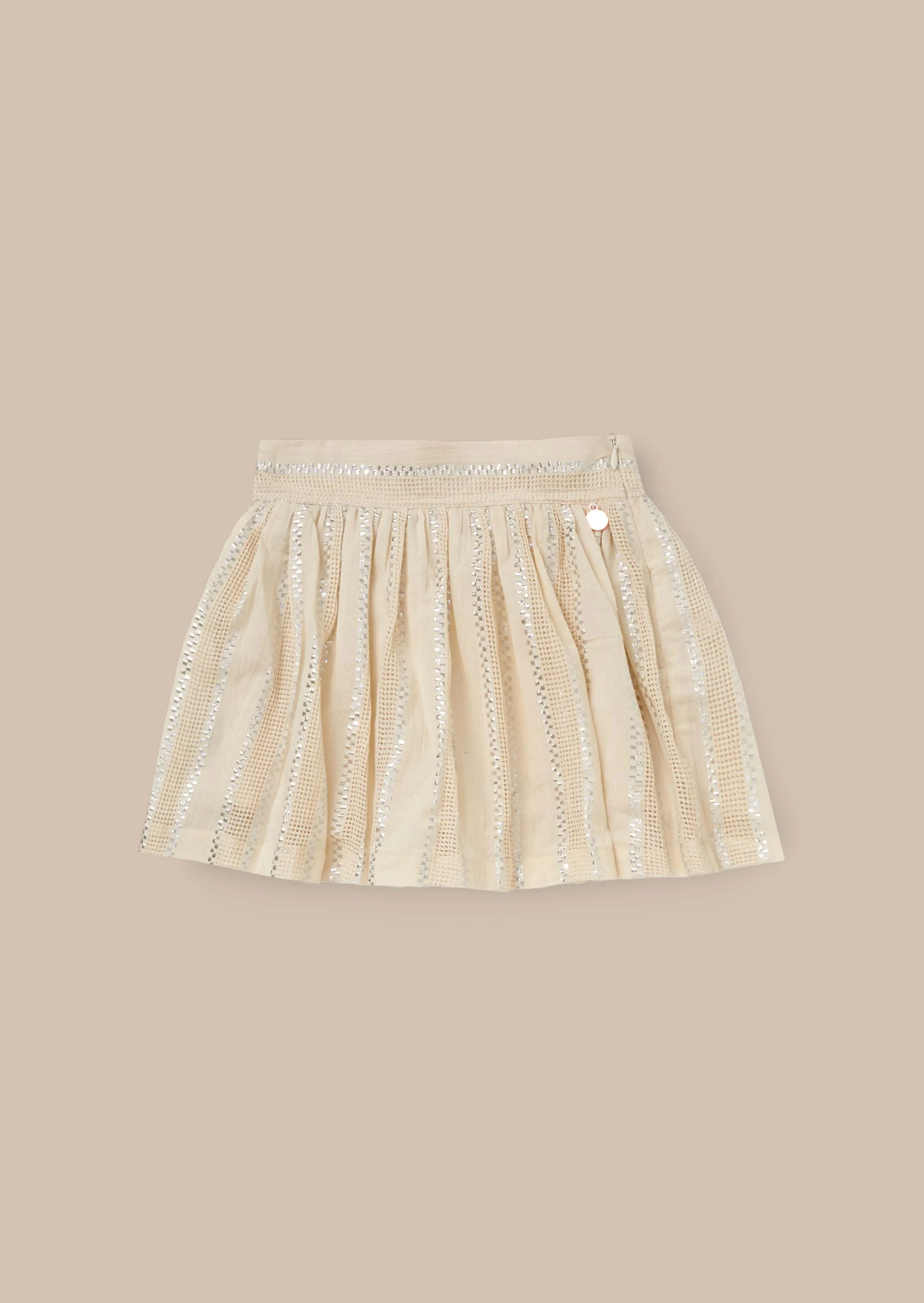 Ellie Cream Metallic Stripe Skort