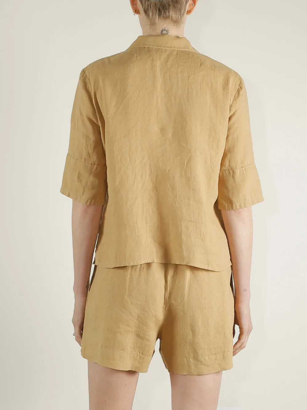 Elliott PJ Top in French Linen - Wheat *Final Sale*
