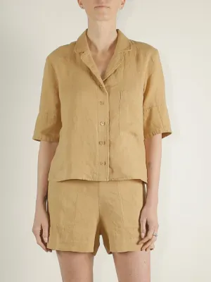 Elliott PJ Top in French Linen - Wheat *Final Sale*