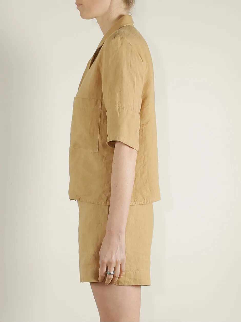 Elliott PJ Top in French Linen - Wheat *Final Sale*