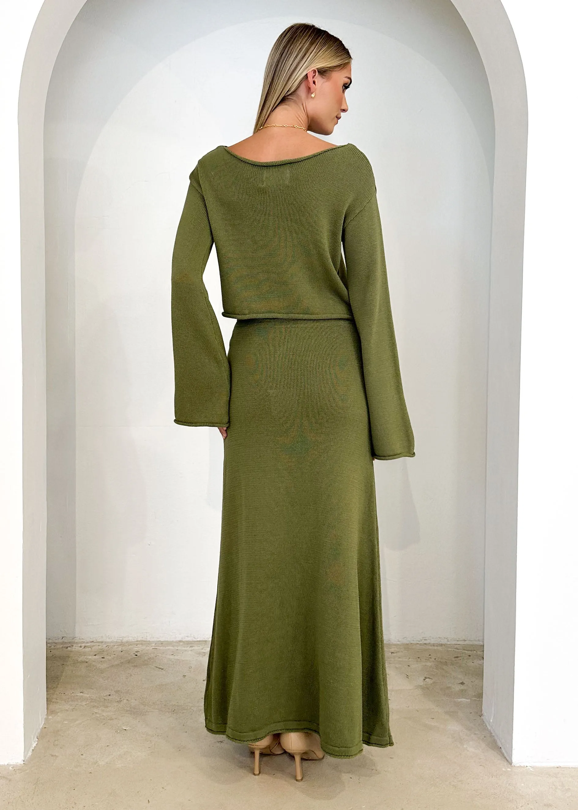 Emerson Knit Maxi Skirt - Olive