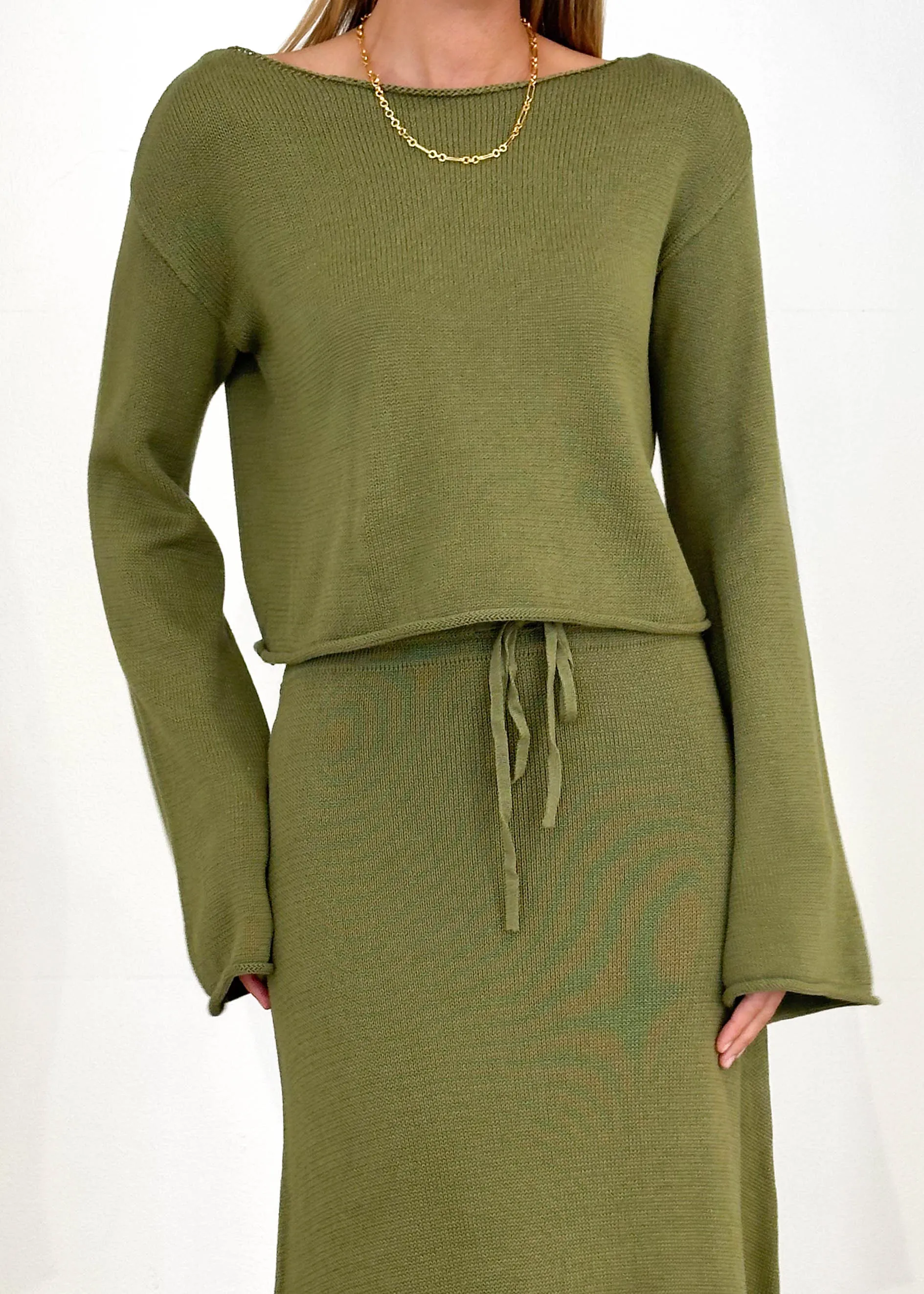 Emerson Knit Maxi Skirt - Olive