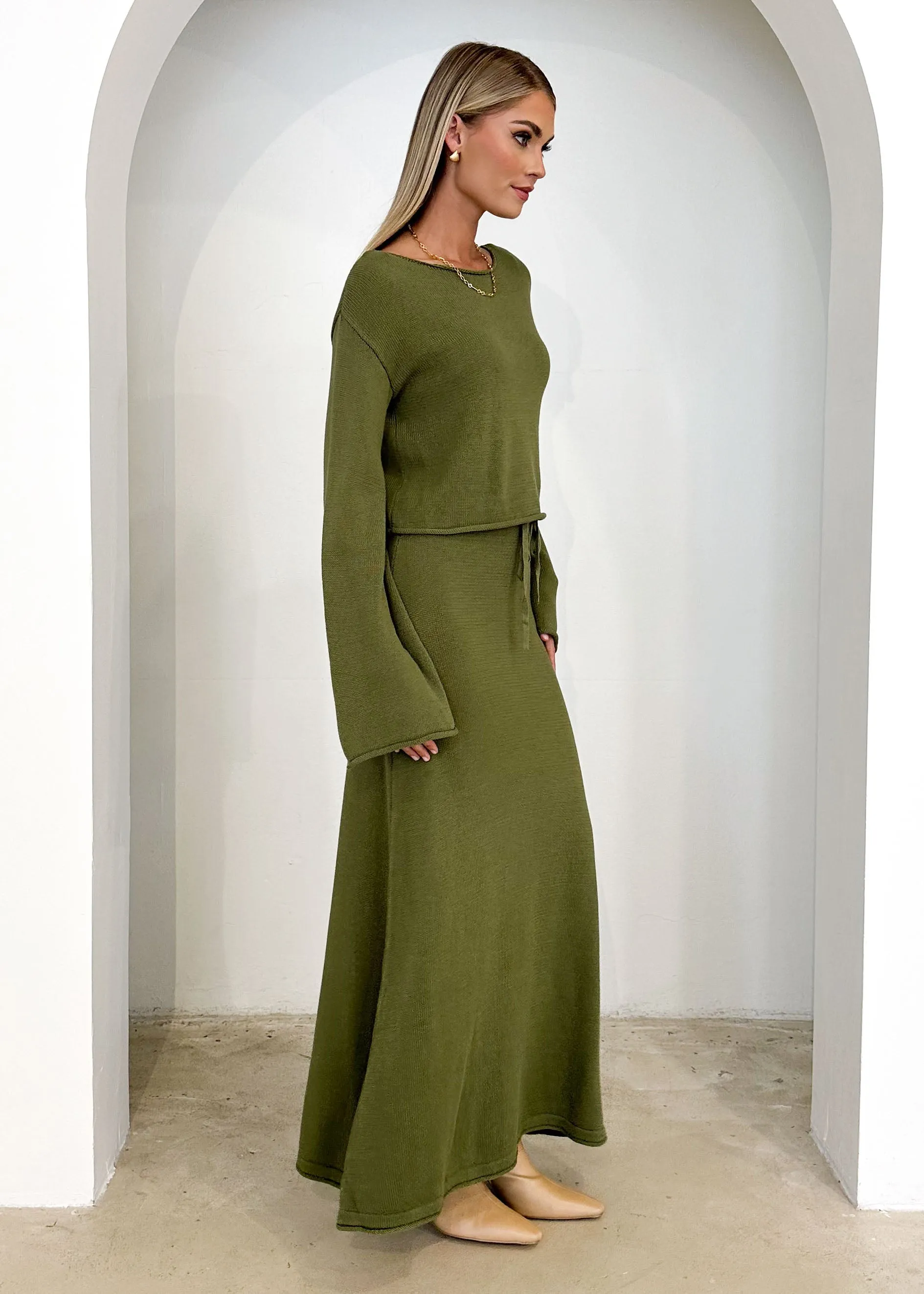 Emerson Knit Maxi Skirt - Olive