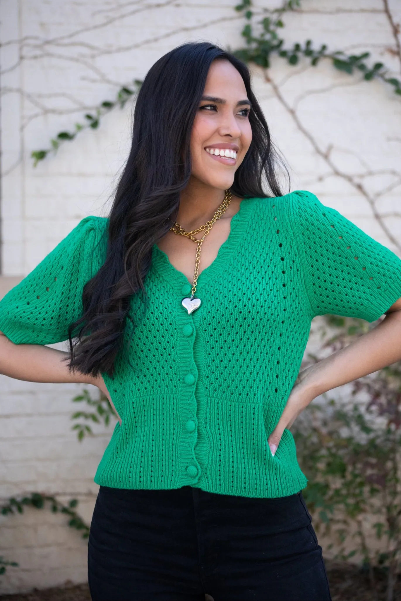 EVERGREEN CHARM KNIT TOP