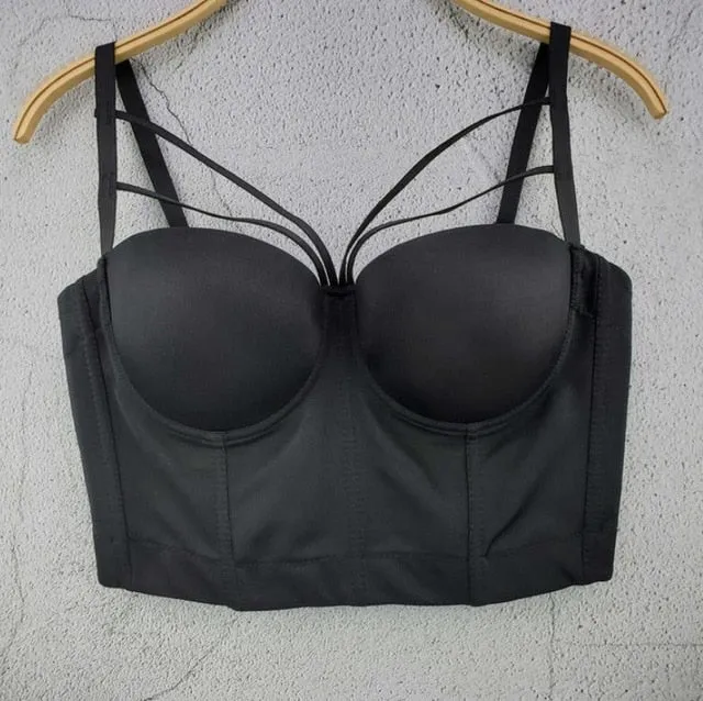 Fashion Mesh Push Up Bralet Women's Corset Bustier Bra Night Club Party long sexy Cropped Top Vest Plus Size AW514