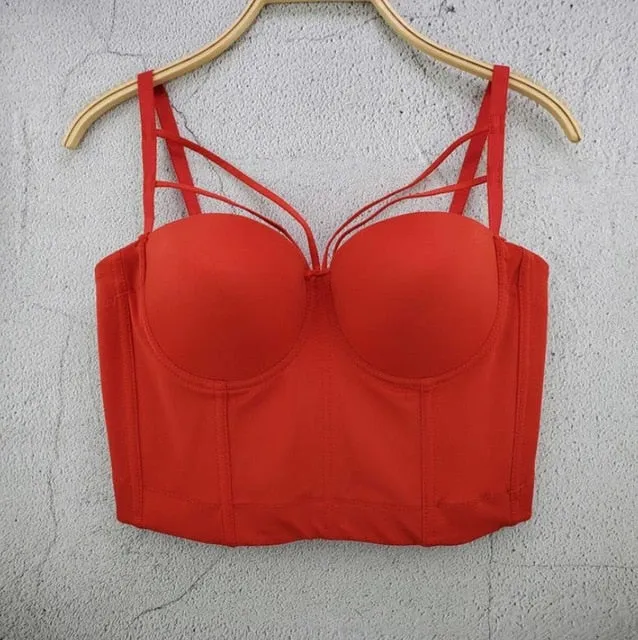 Fashion Mesh Push Up Bralet Women's Corset Bustier Bra Night Club Party long sexy Cropped Top Vest Plus Size AW514
