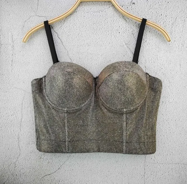 Fashion Mesh Push Up Bralet Women's Corset Bustier Bra Night Club Party long sexy Cropped Top Vest Plus Size AW514