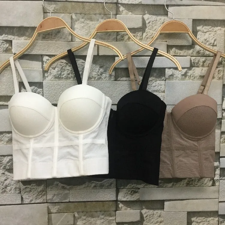 Fashion Mesh Push Up Bralet Women's Corset Bustier Bra Night Club Party long sexy Cropped Top Vest Plus Size AW514