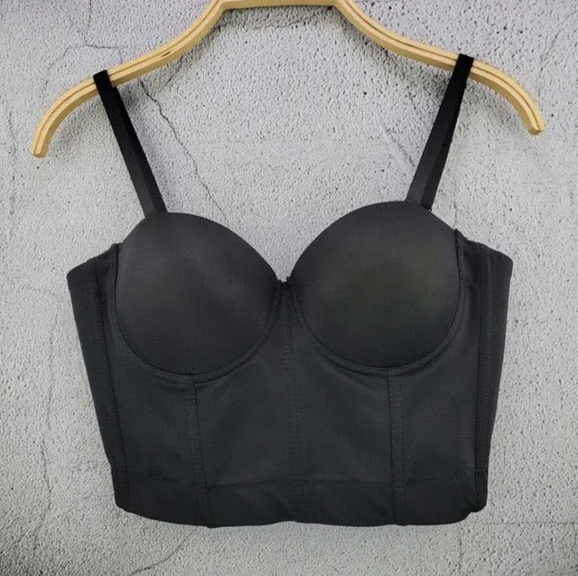 Fashion Mesh Push Up Bralet Women's Corset Bustier Bra Night Club Party long sexy Cropped Top Vest Plus Size AW514