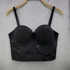 Fashion Mesh Push Up Bralet Women's Corset Bustier Bra Night Club Party long sexy Cropped Top Vest Plus Size AW514
