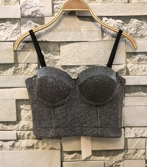 Fashion Mesh Push Up Bralet Women's Corset Bustier Bra Night Club Party long sexy Cropped Top Vest Plus Size AW514