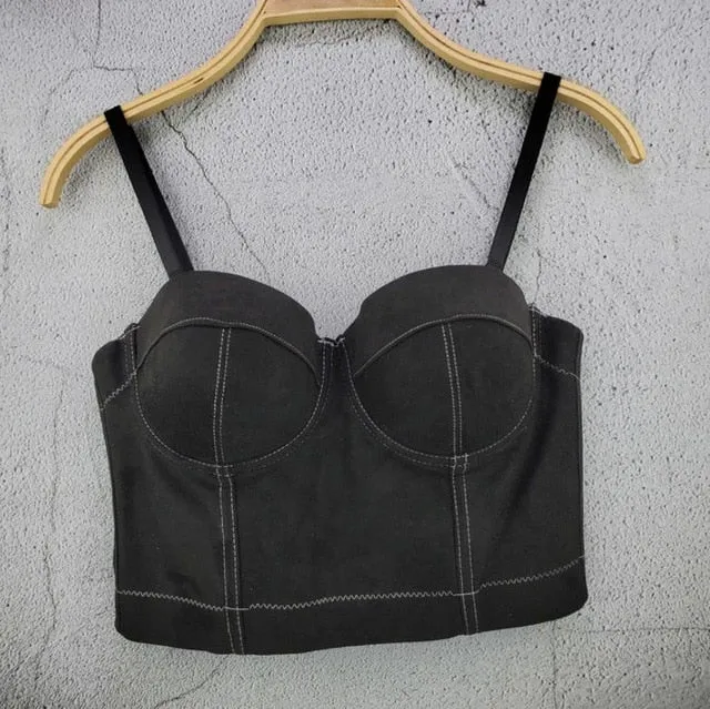 Fashion Mesh Push Up Bralet Women's Corset Bustier Bra Night Club Party long sexy Cropped Top Vest Plus Size AW514
