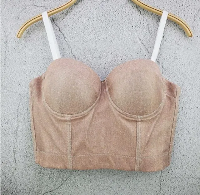 Fashion Mesh Push Up Bralet Women's Corset Bustier Bra Night Club Party long sexy Cropped Top Vest Plus Size AW514