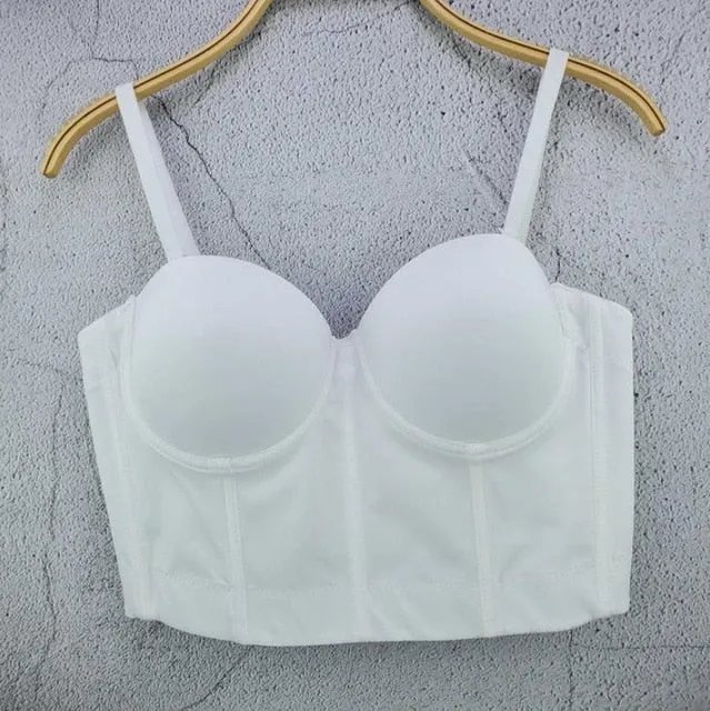 Fashion Mesh Push Up Bralet Women's Corset Bustier Bra Night Club Party long sexy Cropped Top Vest Plus Size AW514