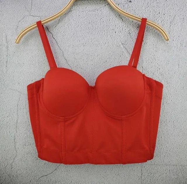 Fashion Mesh Push Up Bralet Women's Corset Bustier Bra Night Club Party long sexy Cropped Top Vest Plus Size AW514