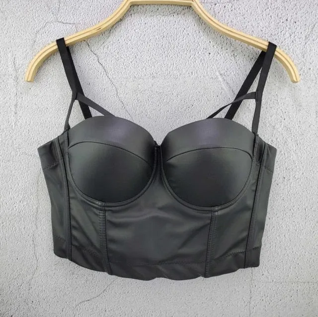 Fashion Mesh Push Up Bralet Women's Corset Bustier Bra Night Club Party long sexy Cropped Top Vest Plus Size AW514