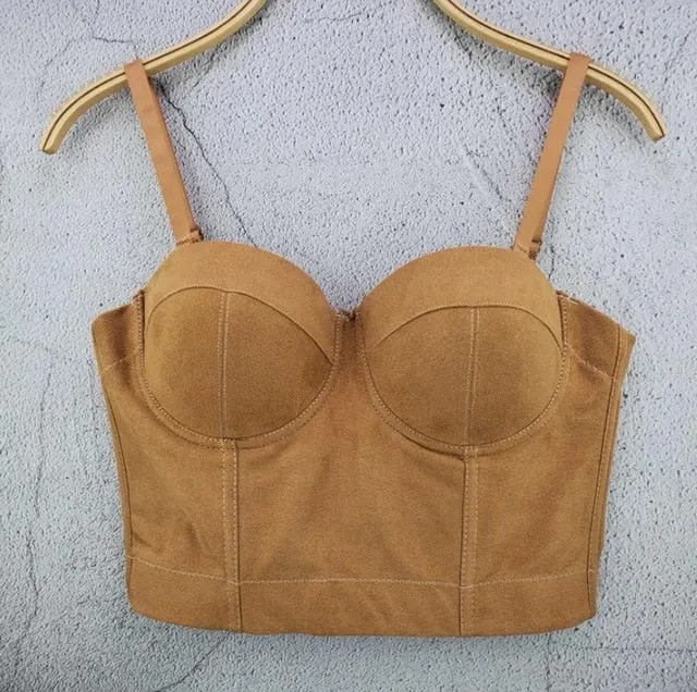 Fashion Mesh Push Up Bralet Women's Corset Bustier Bra Night Club Party long sexy Cropped Top Vest Plus Size AW514