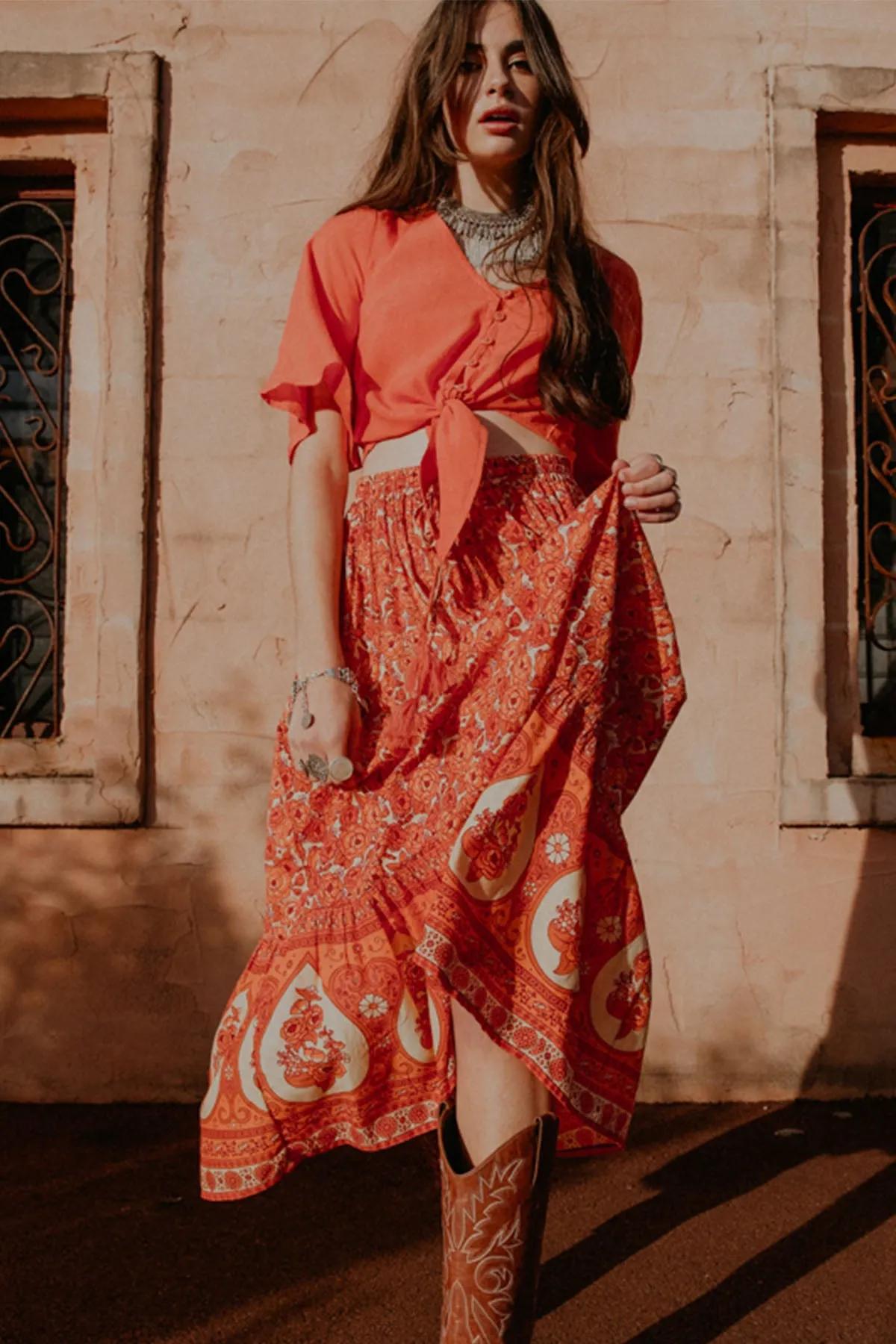 Festival of Roses Skirt - Moroccan Spice