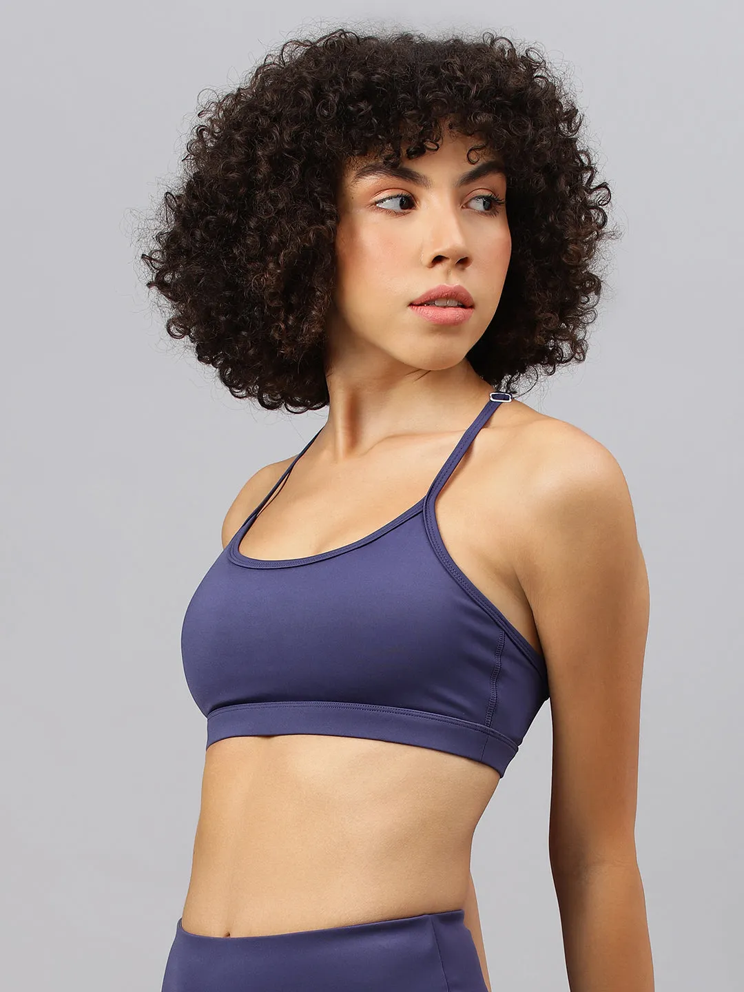 Fitkin Women's Midnight Blue Halter Straps Sports Bra
