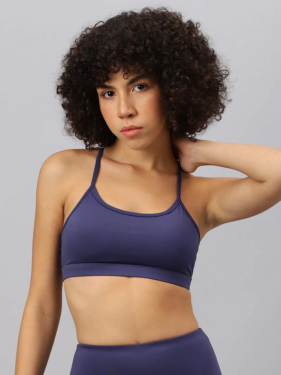 Fitkin Women's Midnight Blue Halter Straps Sports Bra