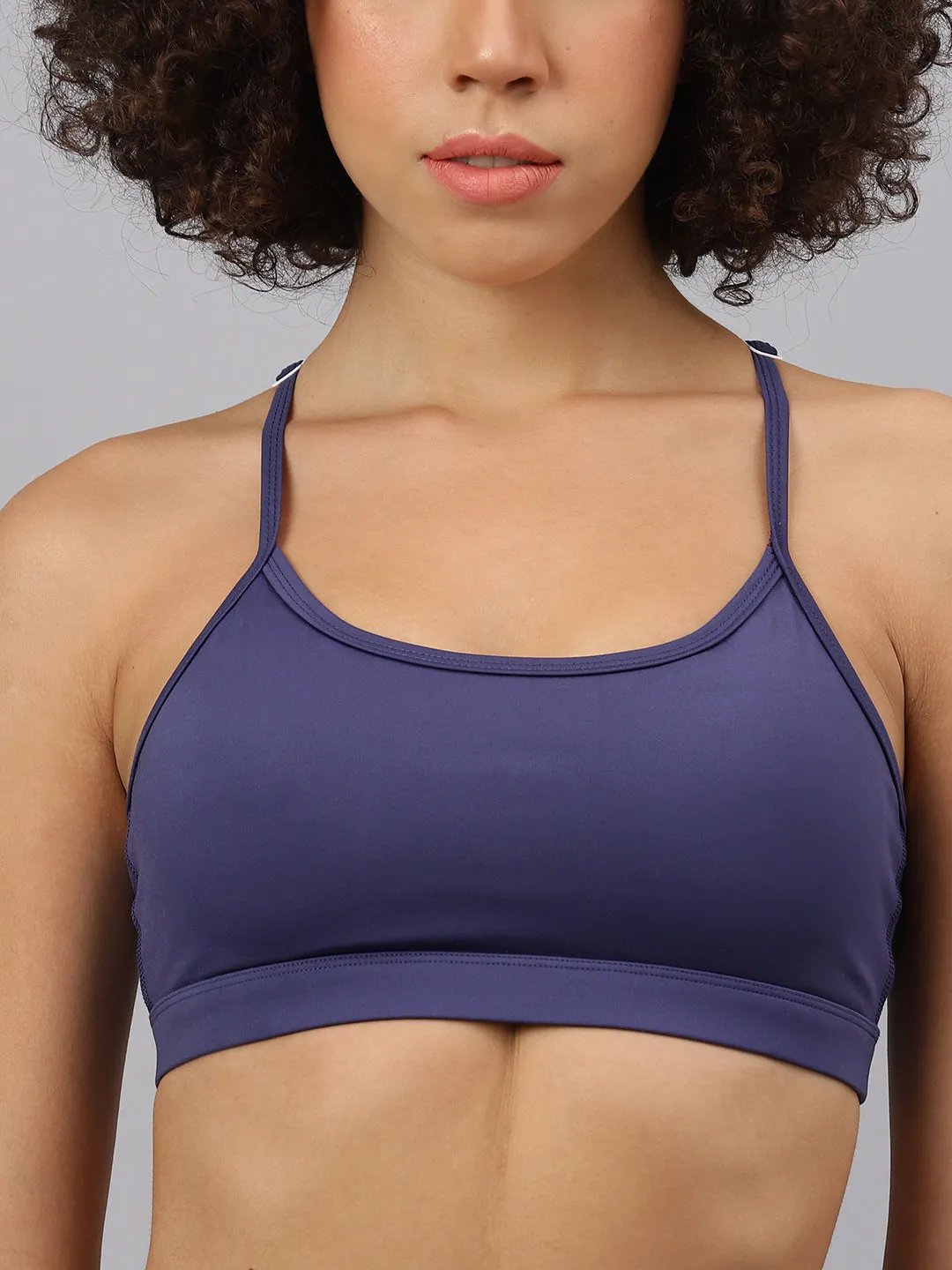 Fitkin Women's Midnight Blue Halter Straps Sports Bra