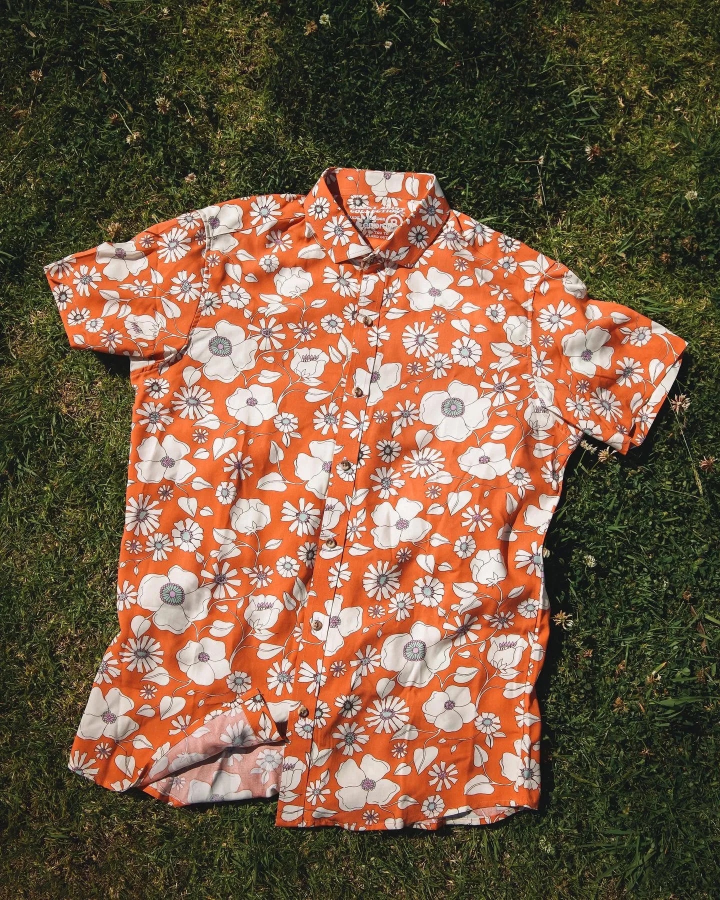 Floral Orange Button Up Shirt