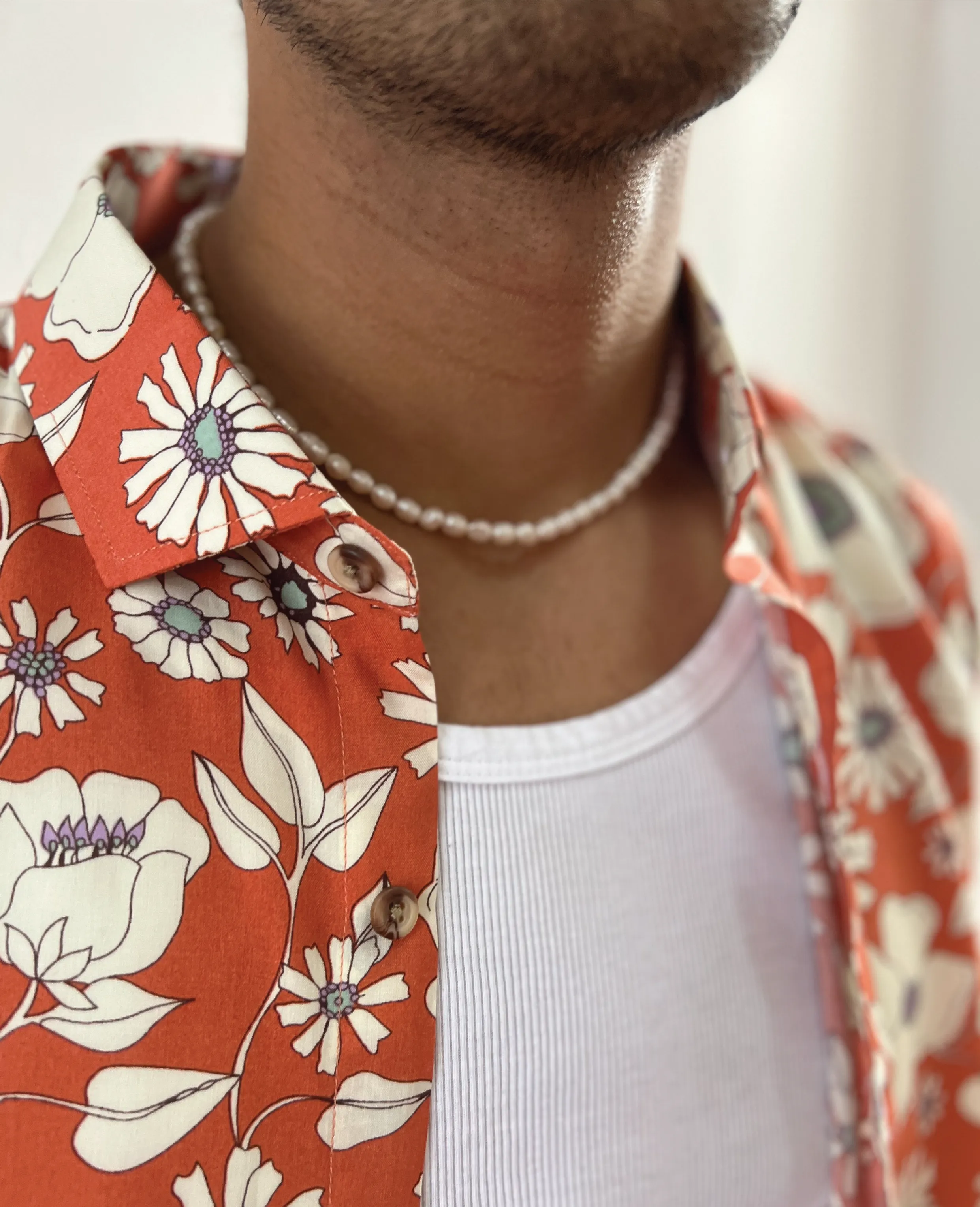 Floral Orange Button Up Shirt