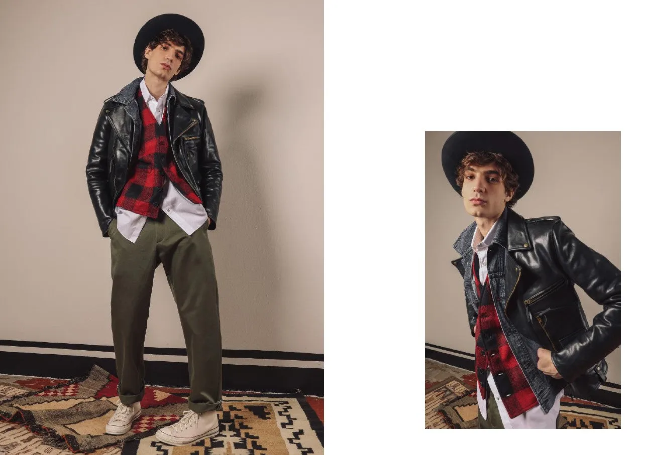 【Fortela】CLAUDIO FTU05 GILET／美式工裝 紅格紋羊毛背心