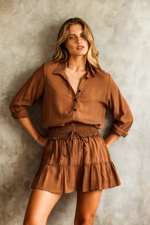 GINNY Cupro voile Skirt / Skort (Tan)