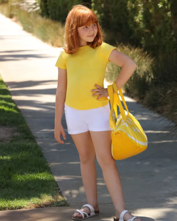 Girls Soft Cotton UPF 50  Jersey Pocket Shorts | Yellow
