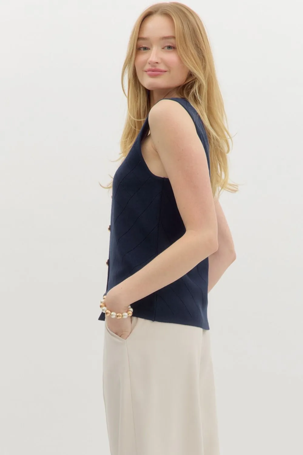 Gold Button Knit Vest