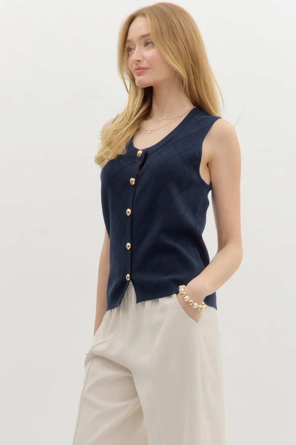 Gold Button Knit Vest