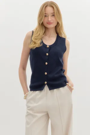 Gold Button Knit Vest