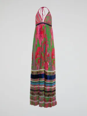 Halter Neck Accordion Maxi Dress