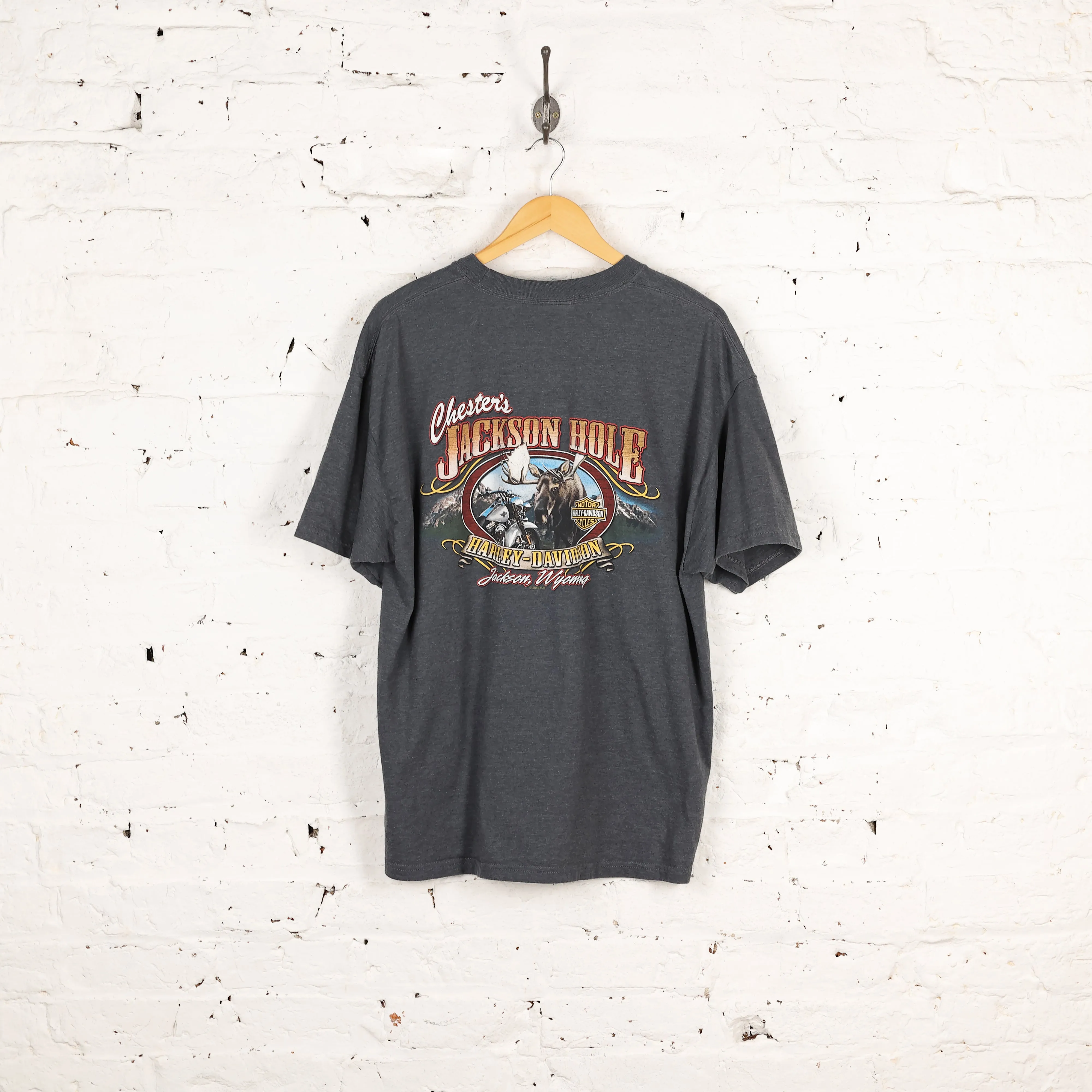 Harley Davidson Jackson Hole Dealership Pocket  T Shirt - Grey - XL