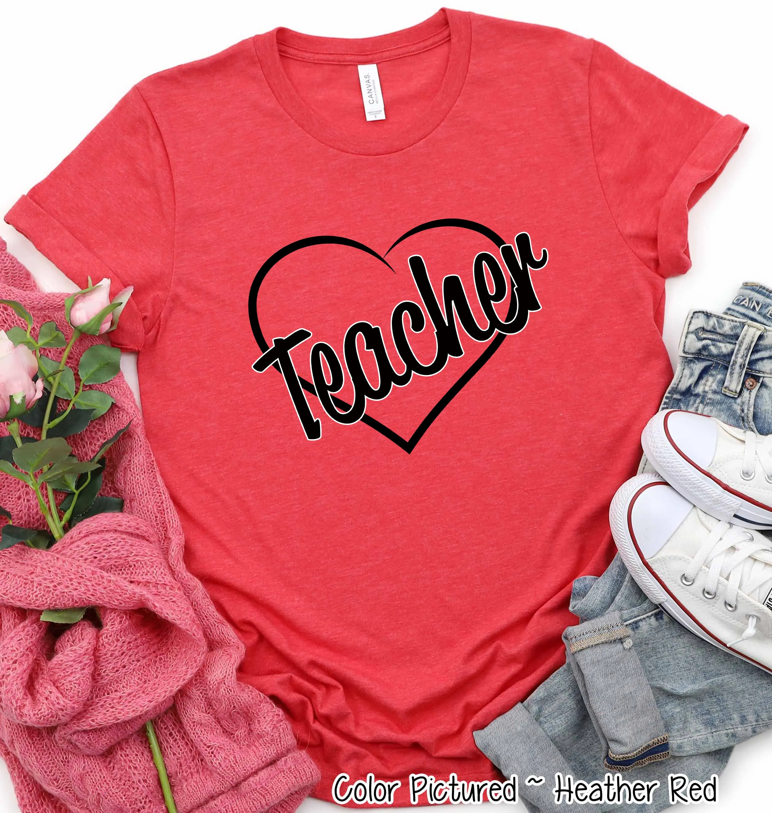 Heart Outline Teacher Tee
