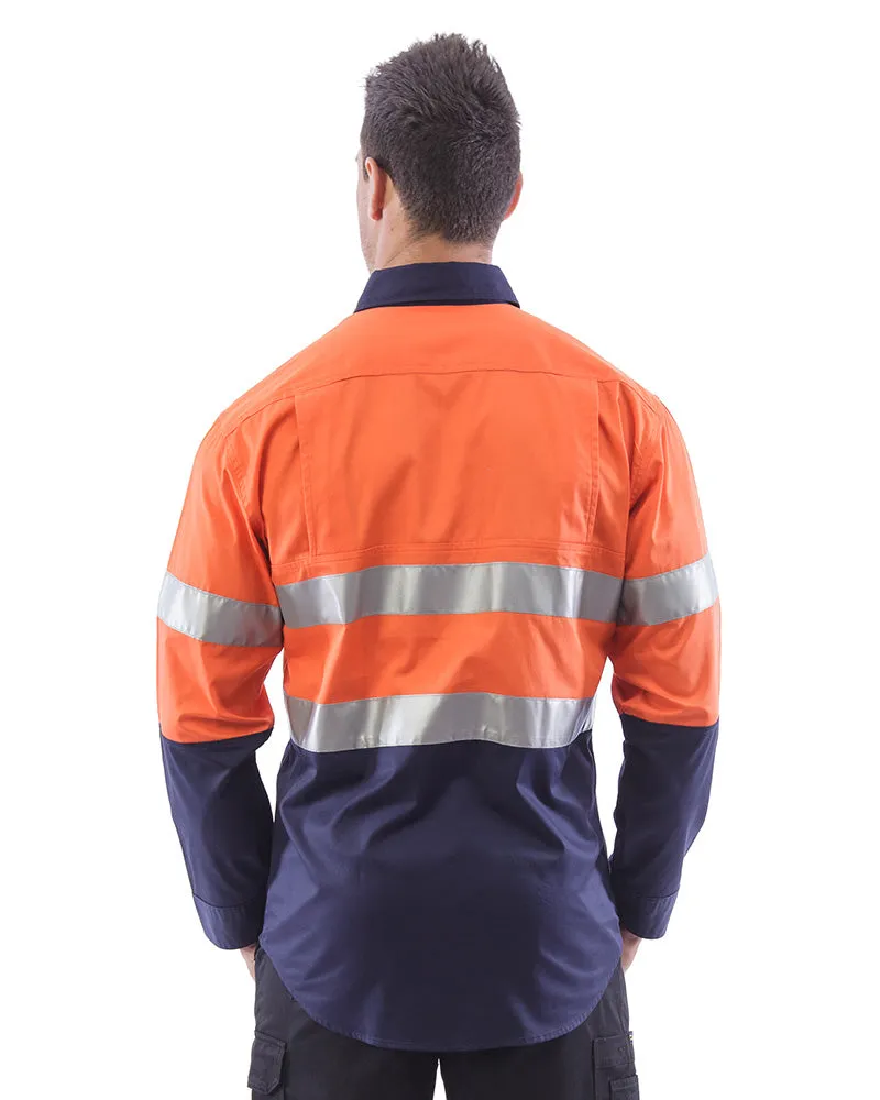 Hi Vis Taped Lightweight Cotton Shirt LS (3 Pack) - Orange/Navy