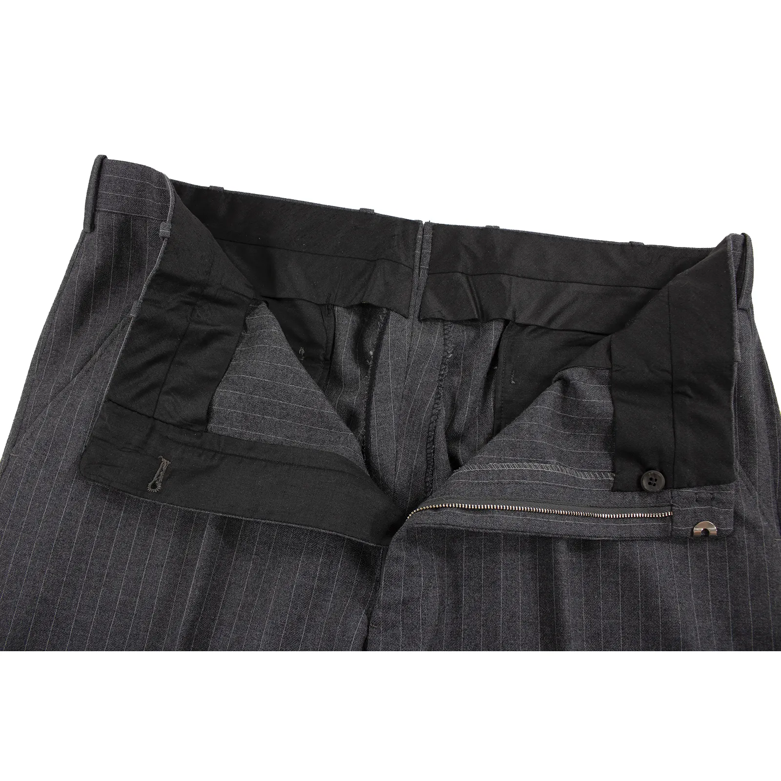 Hickey Freeman 3-PIECE Grey Wool Striped Vented Flat Front 2Btn Suit 42L