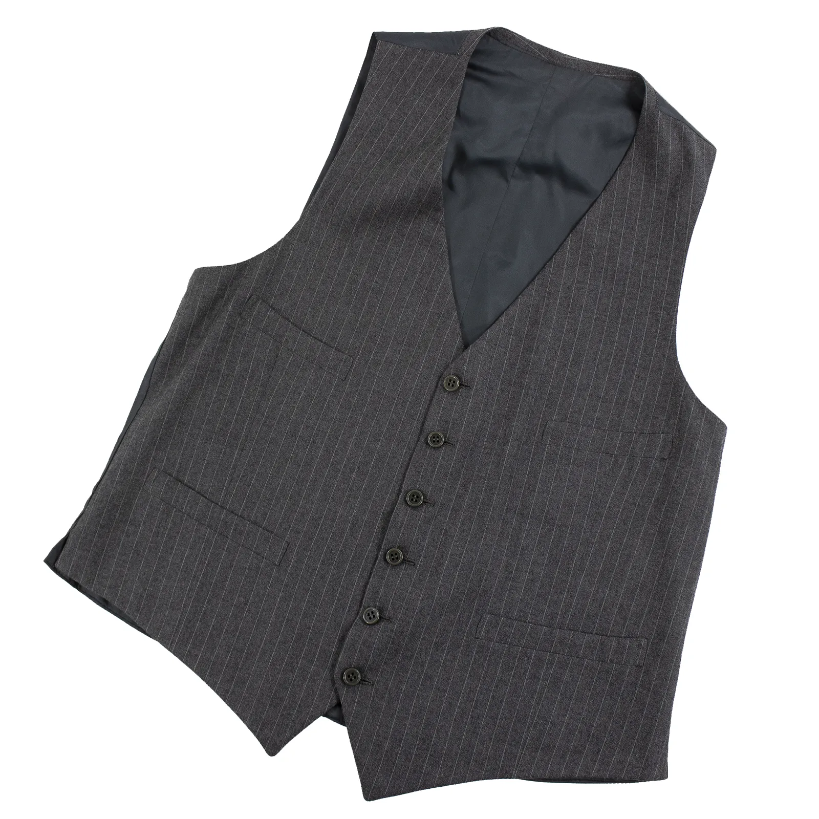 Hickey Freeman 3-PIECE Grey Wool Striped Vented Flat Front 2Btn Suit 42L