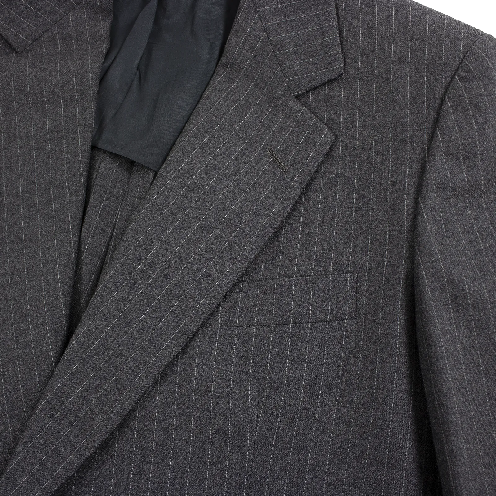 Hickey Freeman 3-PIECE Grey Wool Striped Vented Flat Front 2Btn Suit 42L