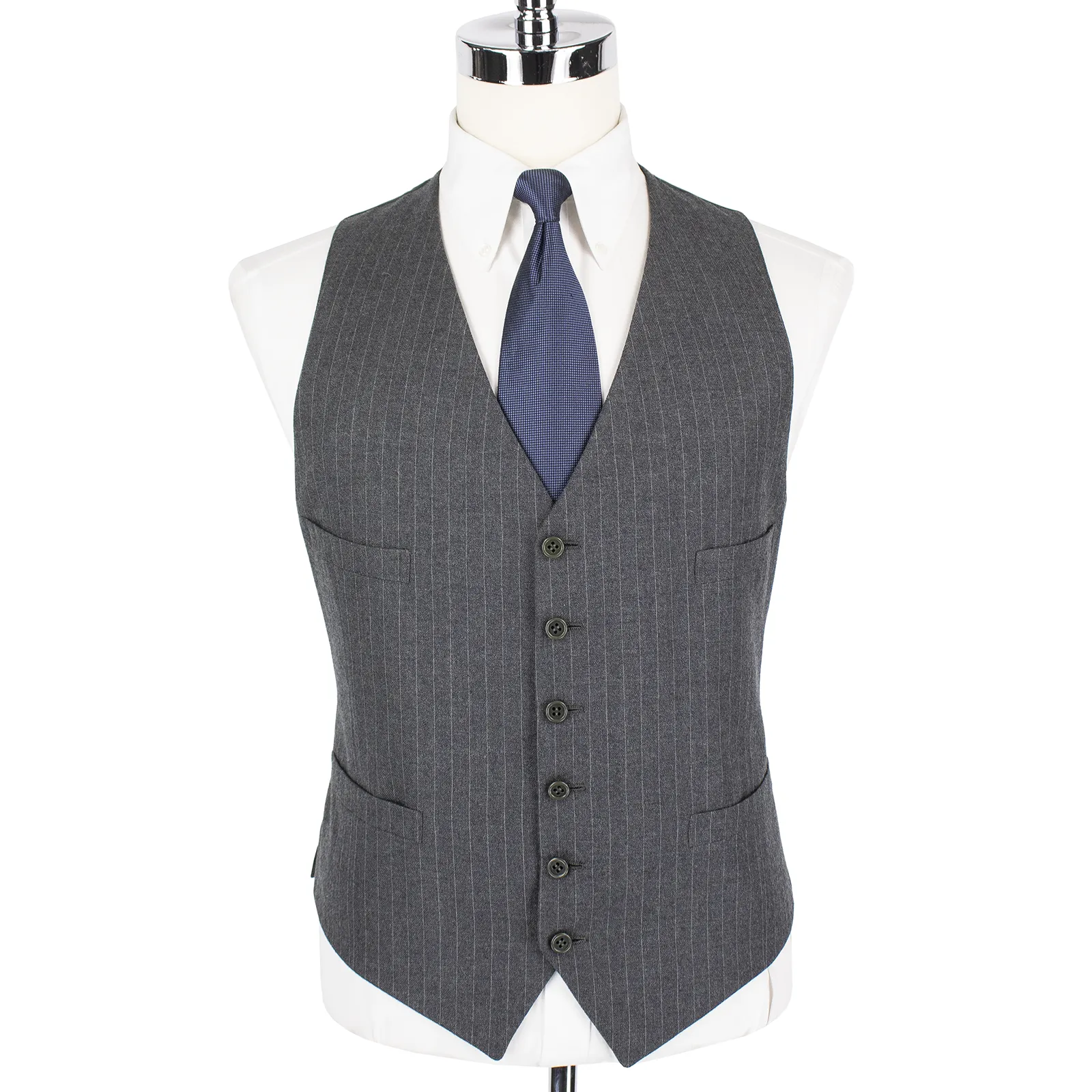 Hickey Freeman 3-PIECE Grey Wool Striped Vented Flat Front 2Btn Suit 42L