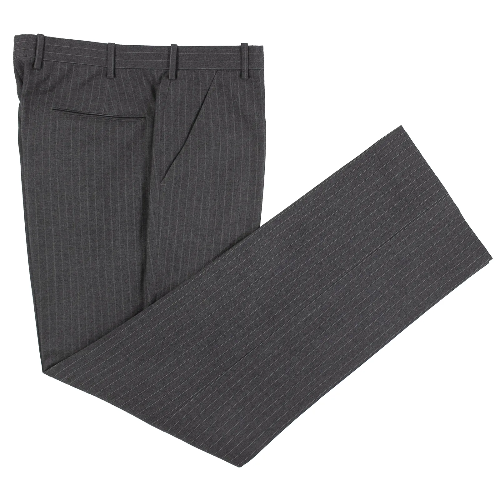 Hickey Freeman 3-PIECE Grey Wool Striped Vented Flat Front 2Btn Suit 42L