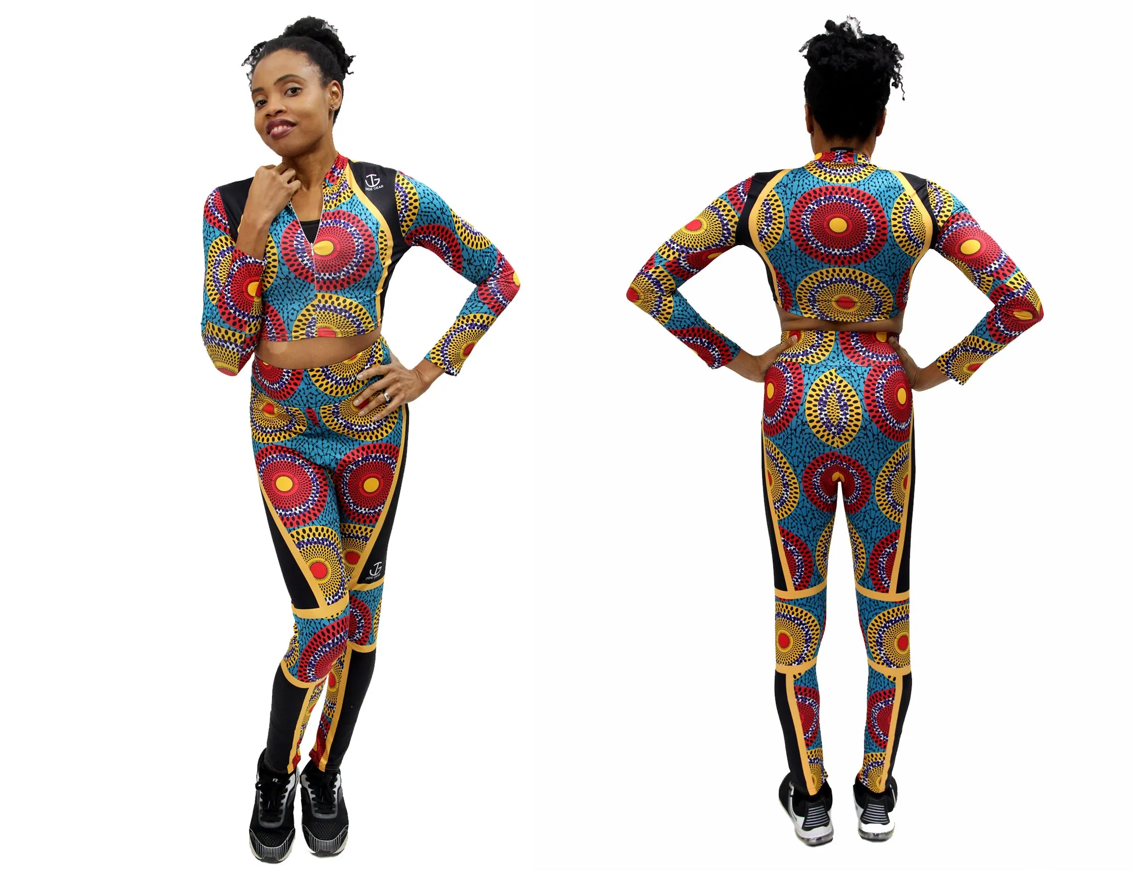 High Neck Ankara Zip Up Crop Top